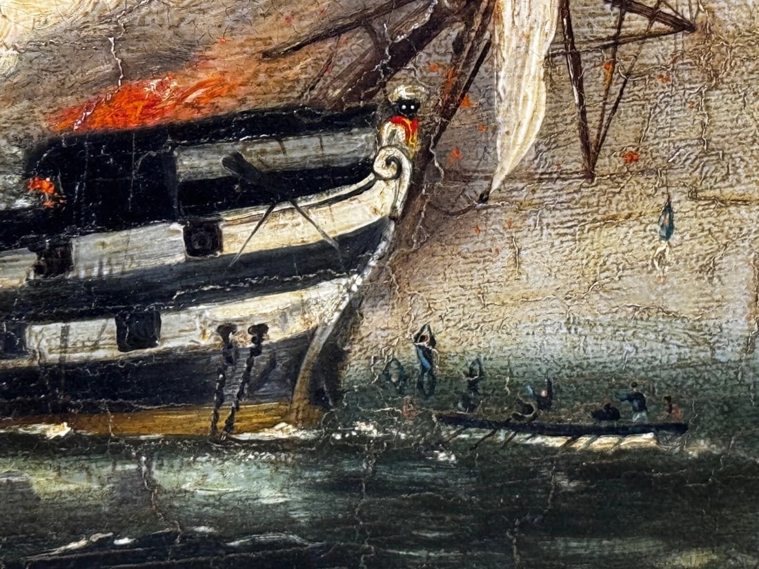 Burning Sinking On River Plate HMS Bombay Ship Follower Richard Brydges Beechey - 20