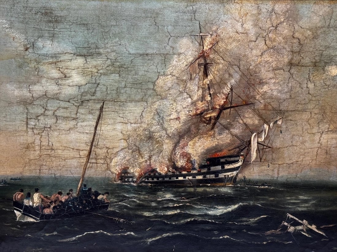 Burning Sinking On River Plate HMS Bombay Ship Follower Richard Brydges Beechey - 2