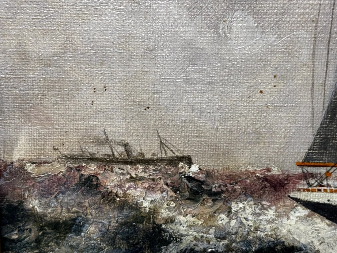 Oil Painting 5 Masted Steel Hull Sailing Ship Potosi Navigating Drakes Passage - 7