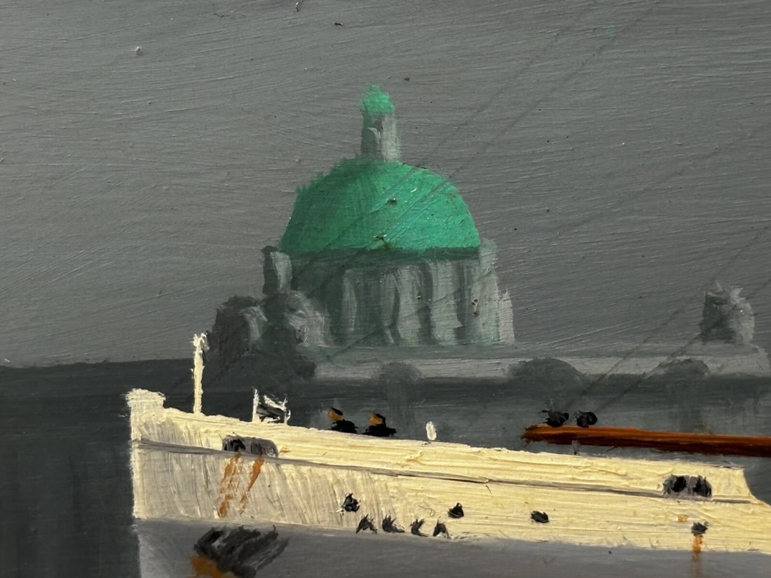 Oil Painting Alca Passenger Cargo Ship Yeoman Line & Steam Ferry Boat Claughton - 12