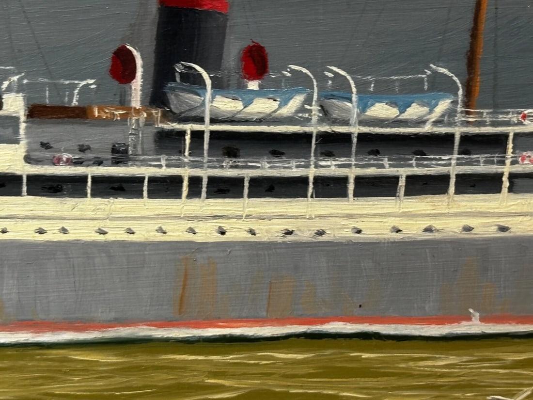 Oil Painting Alca Passenger Cargo Ship Yeoman Line & Steam Ferry Boat Claughton - 9