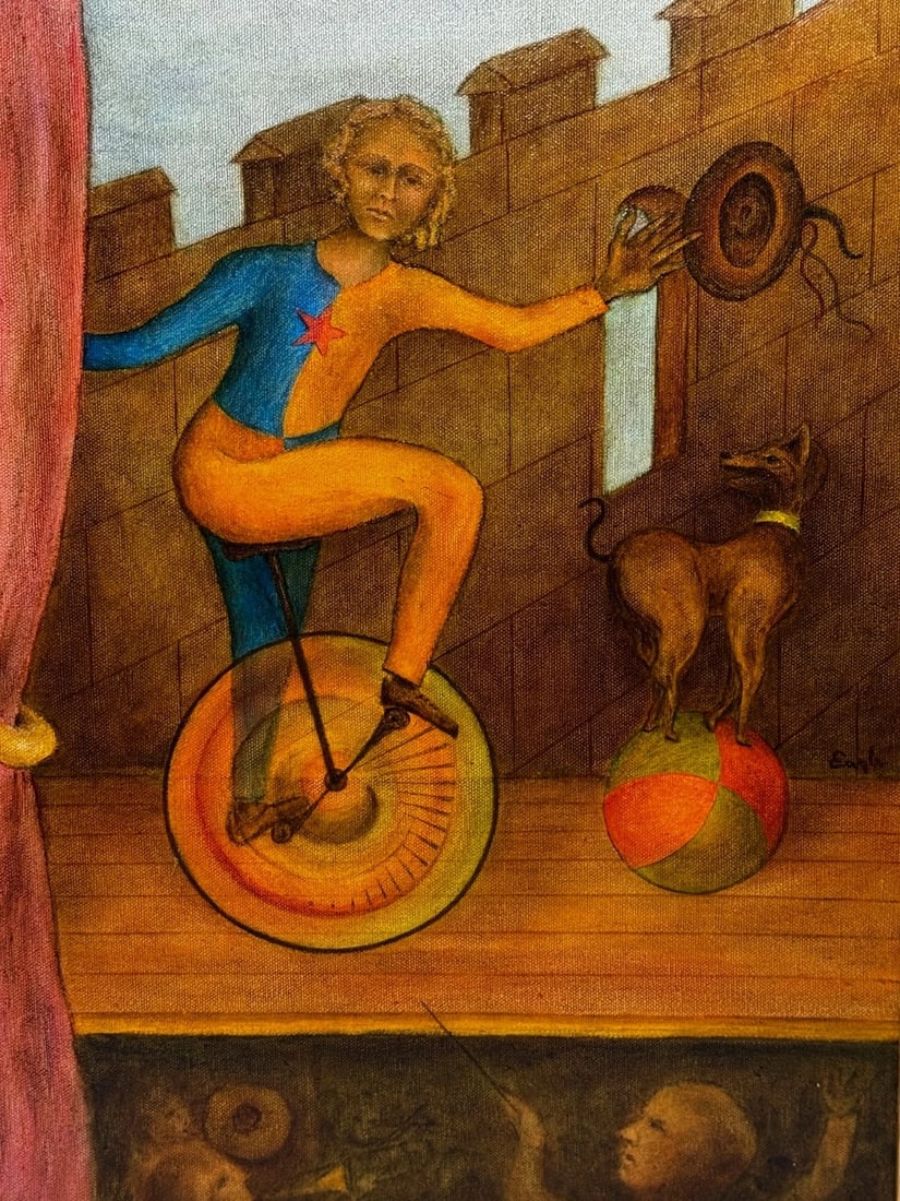 Circus Cyclist — Lyrical Surrealism in the Manner of Paul Delvaux, C1966 - 2