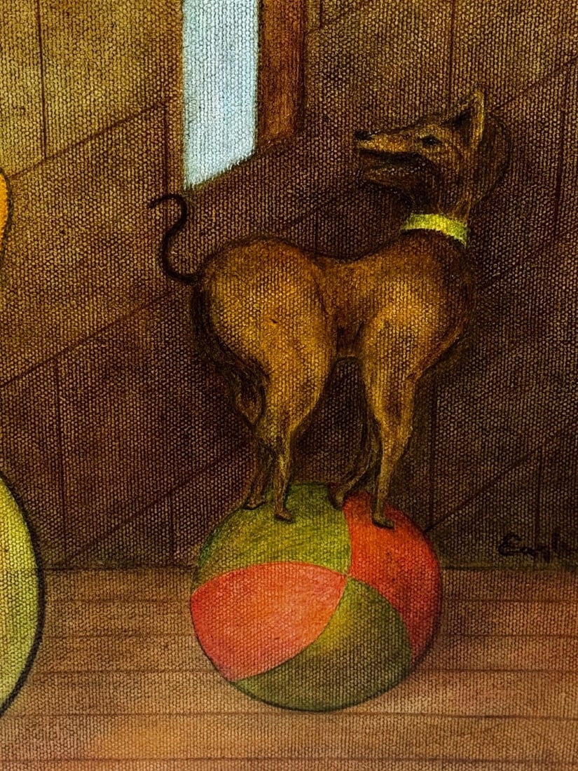 Circus Cyclist — Lyrical Surrealism in the Manner of Paul Delvaux, C1966 - 4