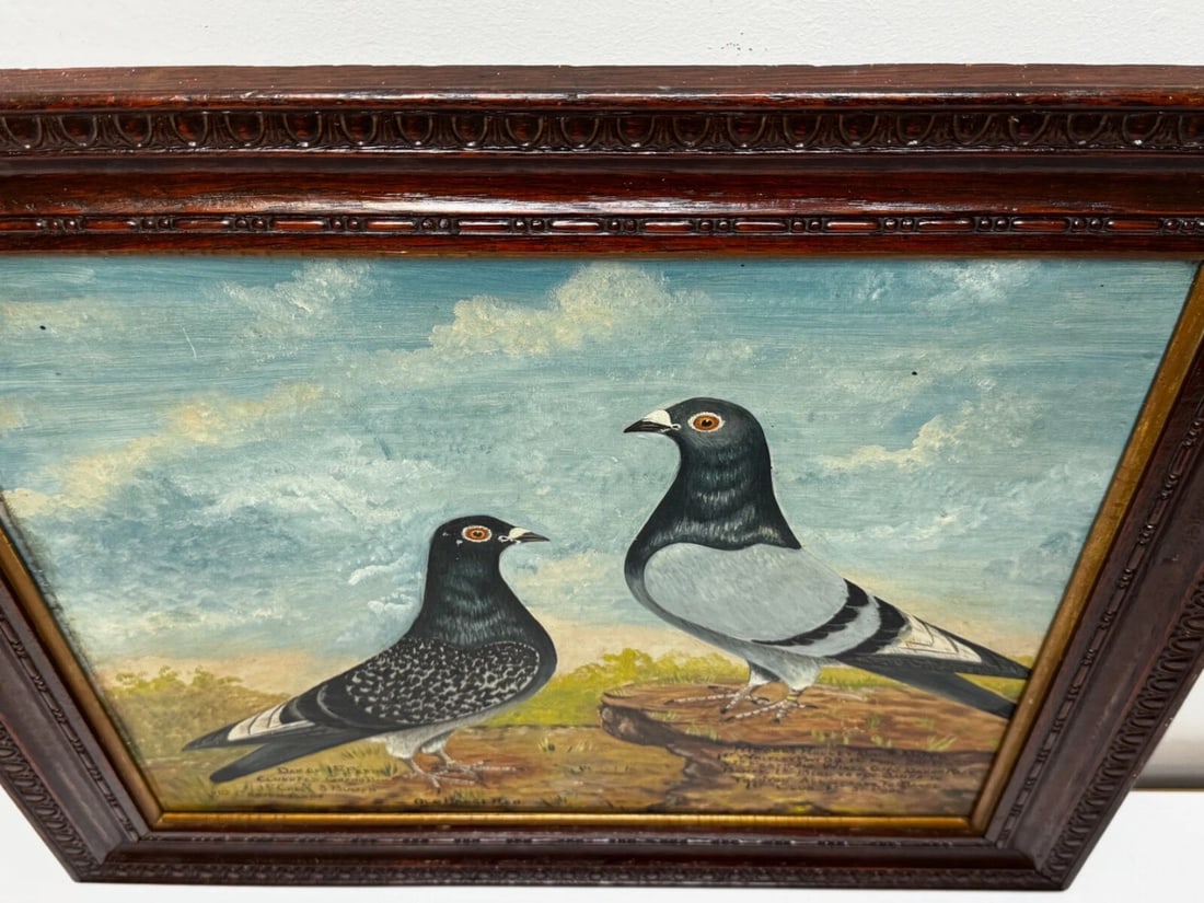 Holley Brothers of Bute Racing Pigeons — Whitley Bay 1909 Winners Oil Portrait - 10