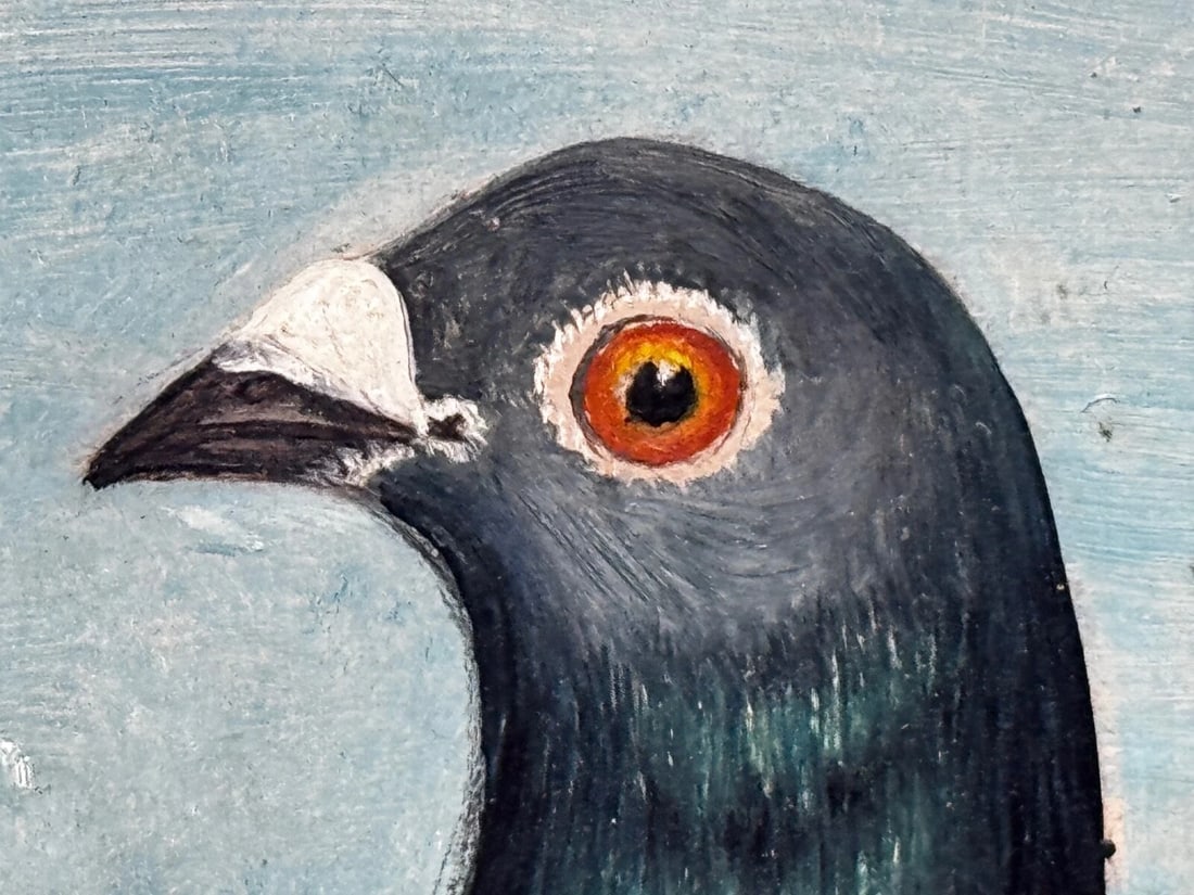 Holley Brothers of Bute Racing Pigeons — Whitley Bay 1909 Winners Oil Portrait - 19