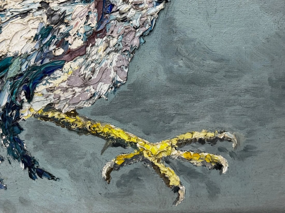 Expressionist Heavy Impasto Oil Painting Cocks Fight After Leon Kossoff C1965 - 11