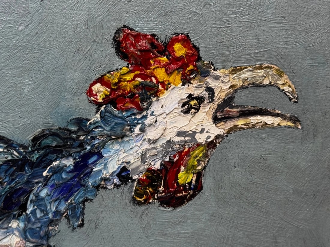Expressionist Heavy Impasto Oil Painting Cocks Fight After Leon Kossoff C1965 - 16
