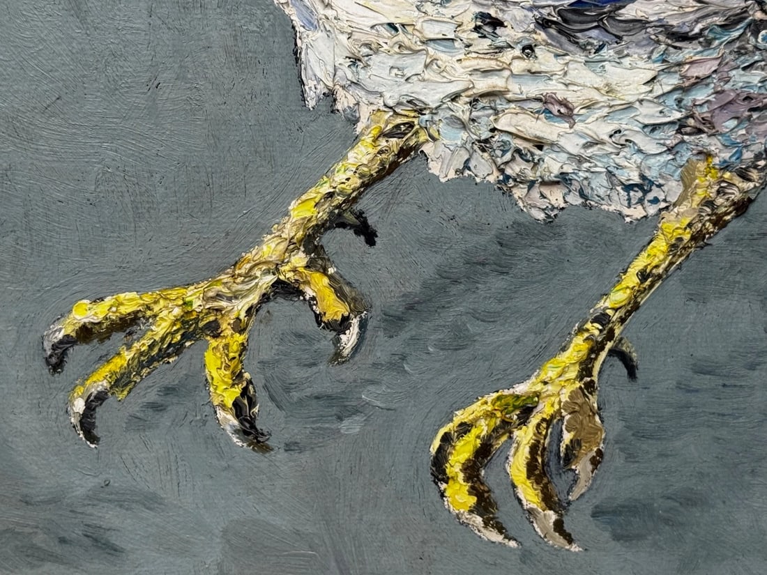 Expressionist Heavy Impasto Oil Painting Cocks Fight After Leon Kossoff C1965 - 18