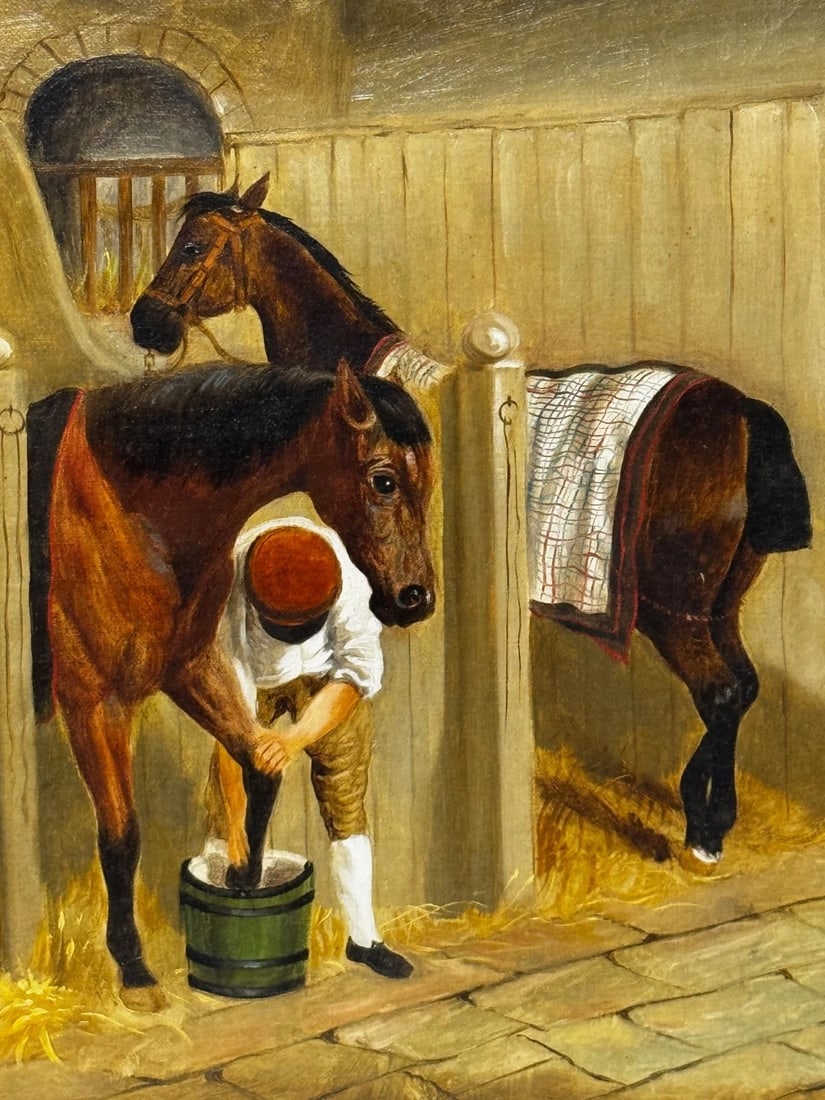 Oil Painting The Hunting Stud In the Manner of John Frederick Herring Snr C1900 - 11