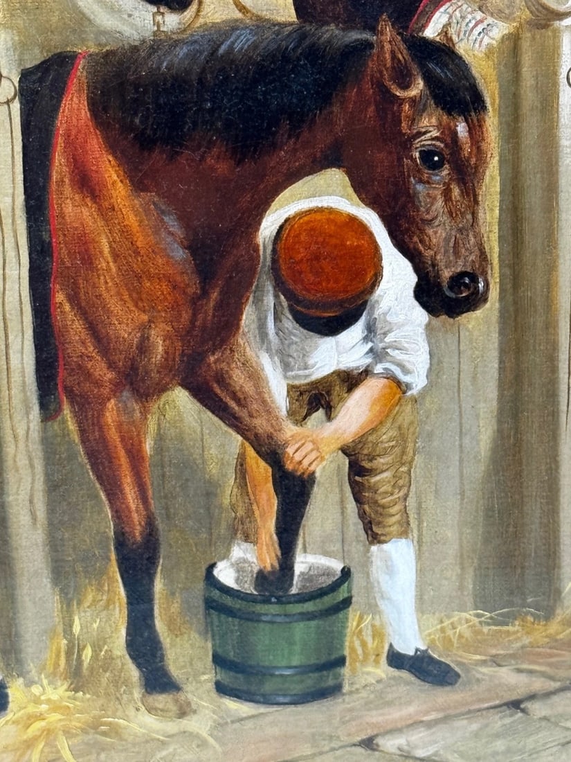 Oil Painting The Hunting Stud In the Manner of John Frederick Herring Snr C1900 - 12