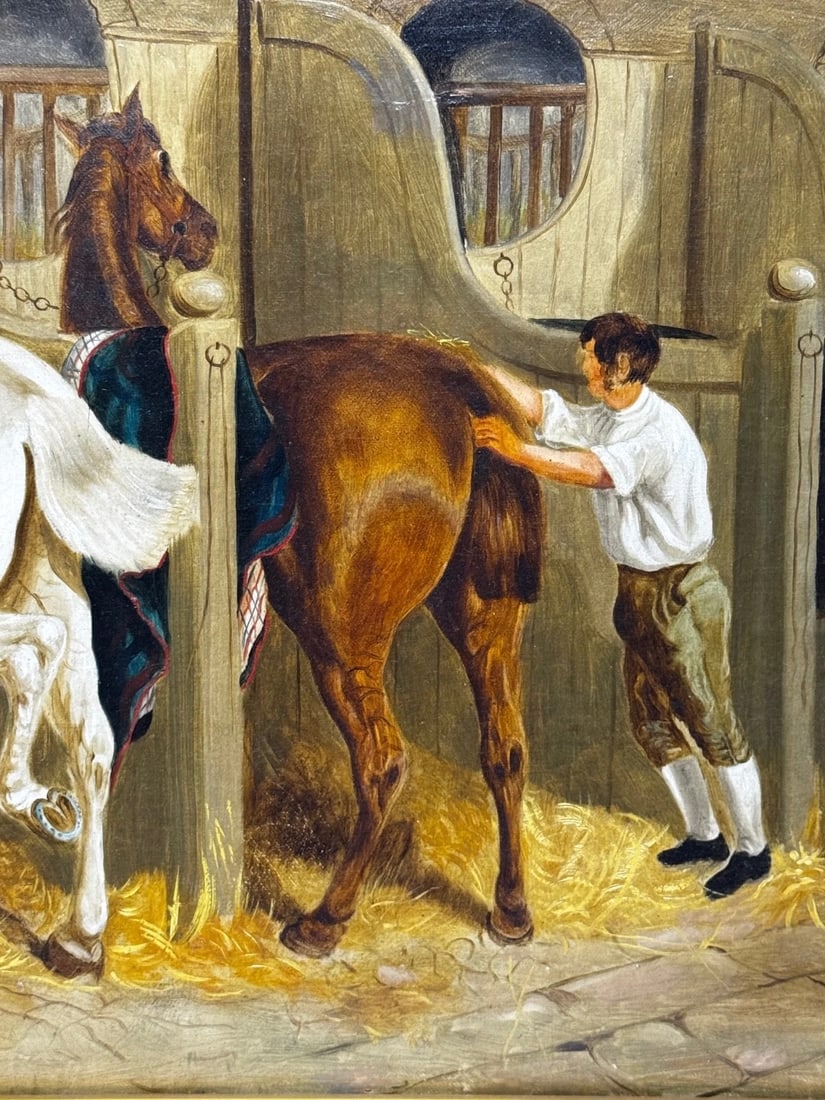Oil Painting The Hunting Stud In the Manner of John Frederick Herring Snr C1900 - 16