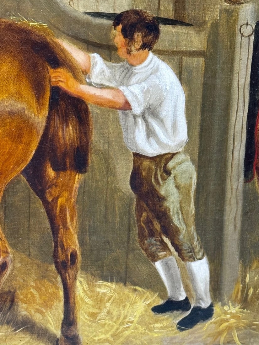 Oil Painting The Hunting Stud In the Manner of John Frederick Herring Snr C1900 - 17