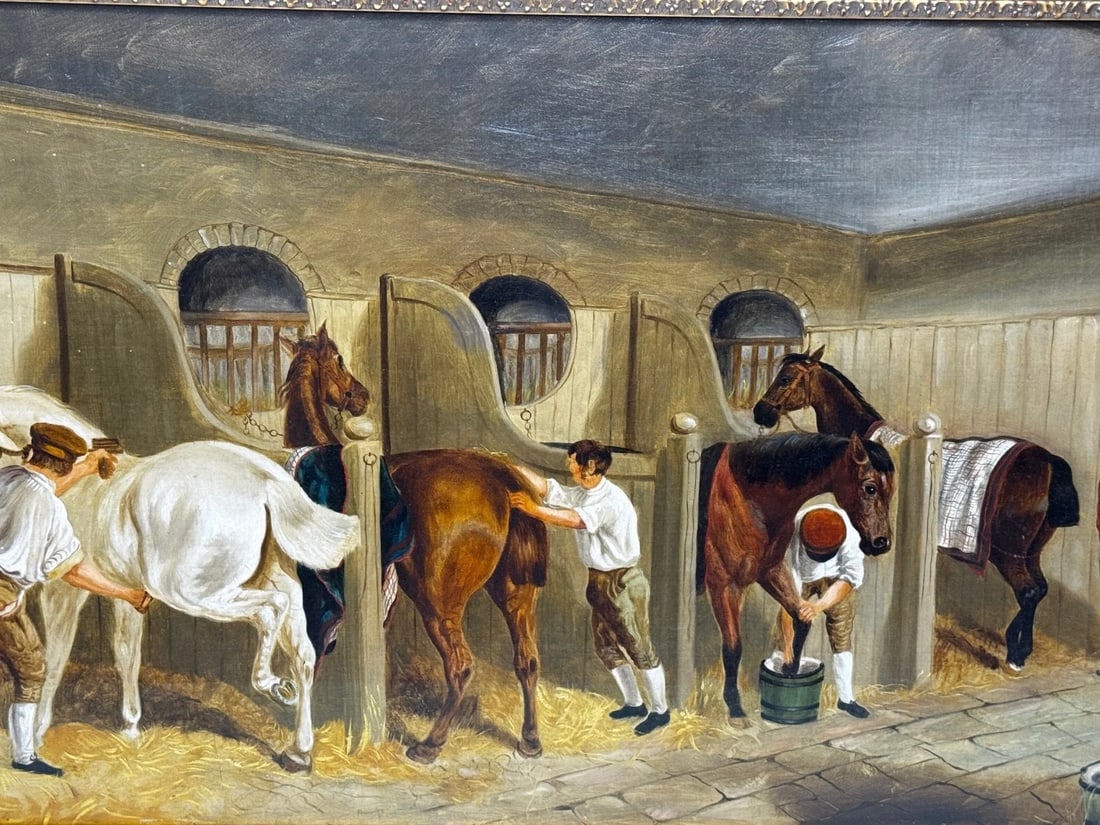 Oil Painting The Hunting Stud In the Manner of John Frederick Herring Snr C1900 - 3