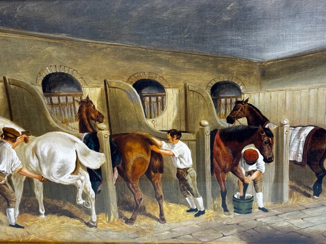 Oil Painting The Hunting Stud In the Manner of John Frederick Herring Snr C1900 - 5