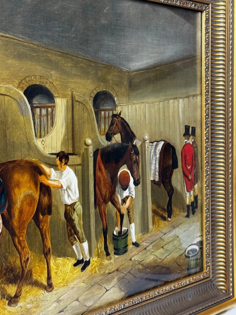 Oil Painting The Hunting Stud In the Manner of John Frederick Herring Snr C1900 - 7
