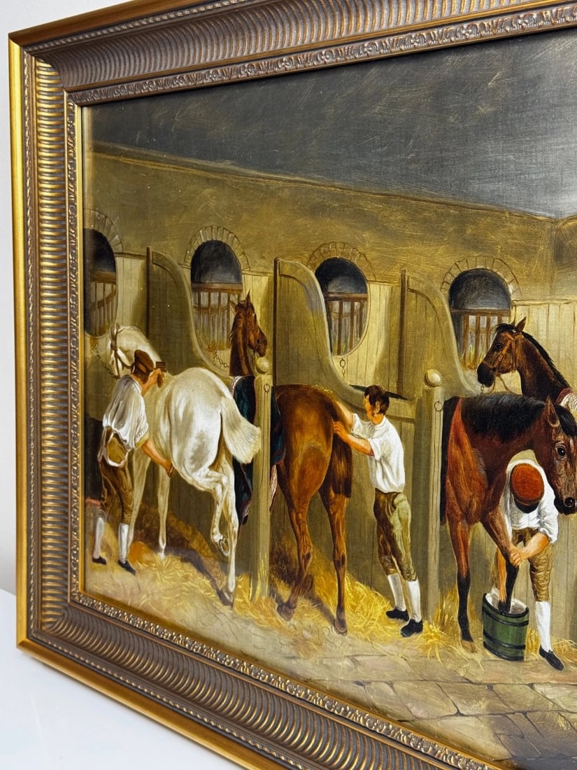 Oil Painting The Hunting Stud In the Manner of John Frederick Herring Snr C1900 - 8