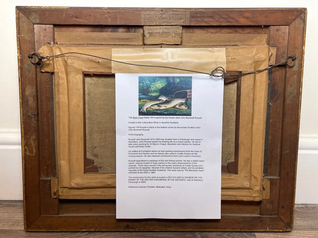 Scottish Angling Masterpiece Sporting Oil “Burn Trout” By James B. Russell - 15