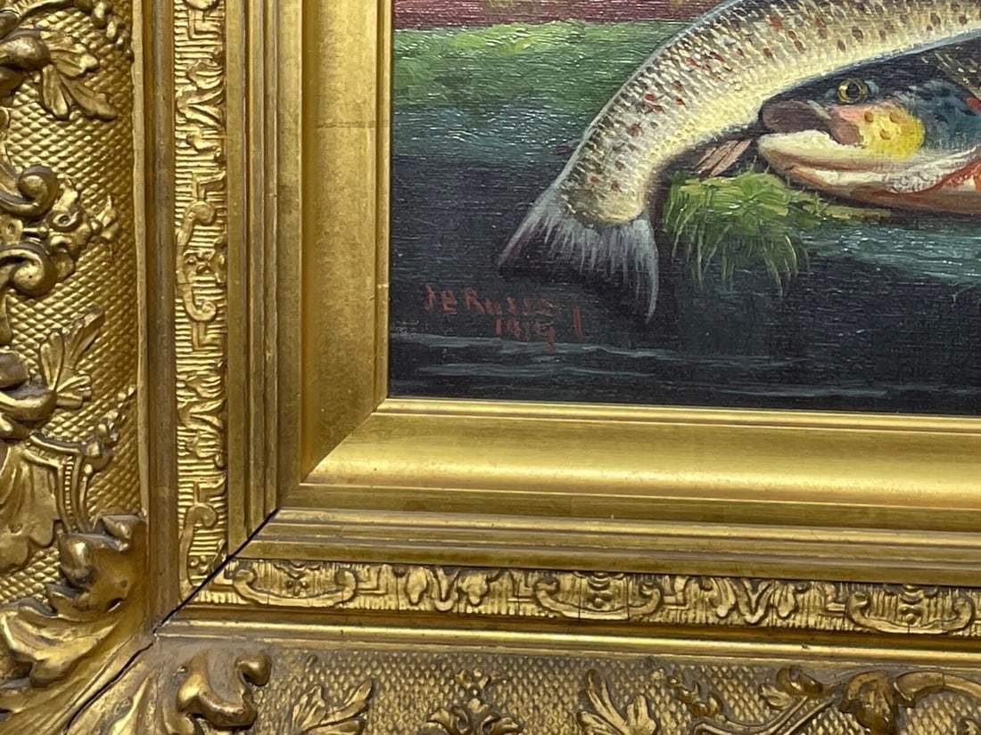 Scottish Angling Masterpiece Sporting Oil “Burn Trout” By James B. Russell - 4