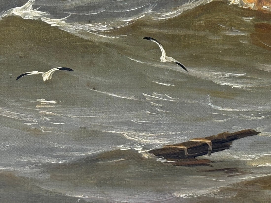 Victorian Marine Oil Painting Leaving the Tyne — John Davison Liddell C1890 - 9