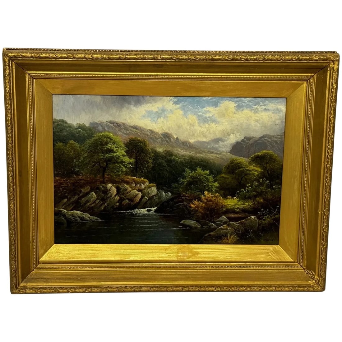 Oil Landscape A Quiet Pool North Wales On the Conwy River By Thomas Spinks (1 of 20)