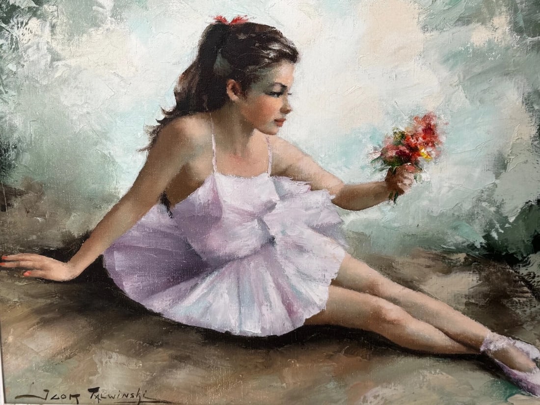 Oil Painting Portrait Beautiful Young Lady Ballerina Dancer By Igor Talwinski - 2