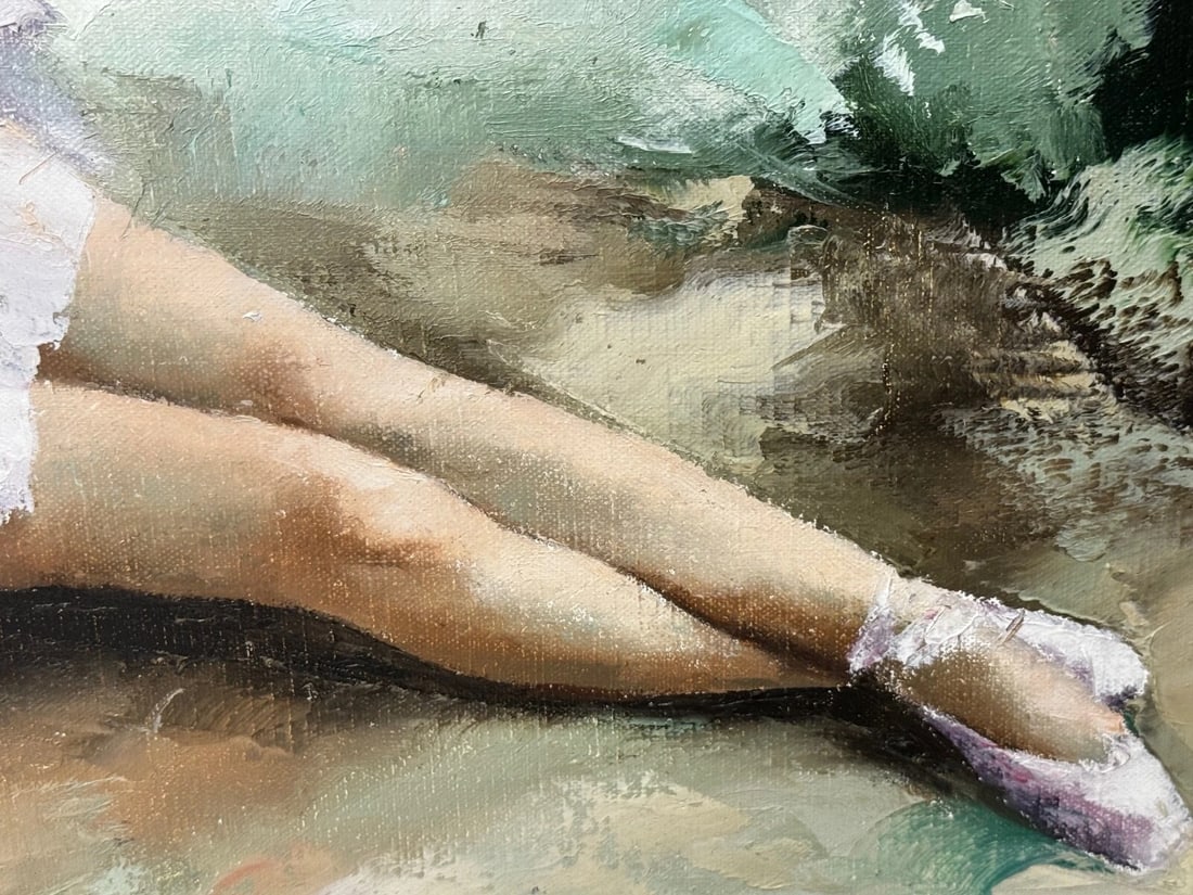 Oil Painting Portrait Beautiful Young Lady Ballerina Dancer By Igor Talwinski - 9