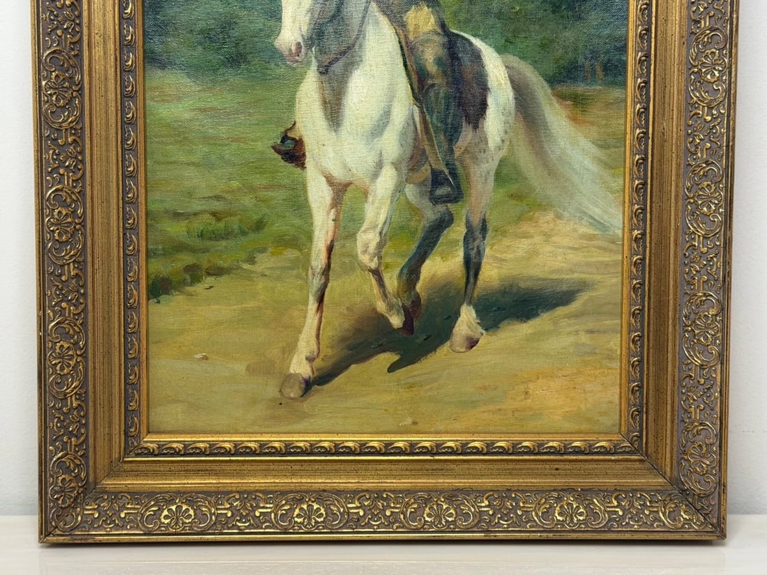 Oil Portrait Of Wild West Buffalo Bill on Grey Horseback After Rosa Bonheur - 14