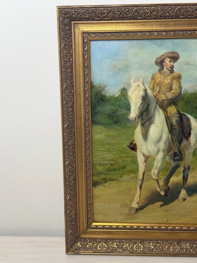 Oil Portrait Of Wild West Buffalo Bill on Grey Horseback After Rosa Bonheur - 16