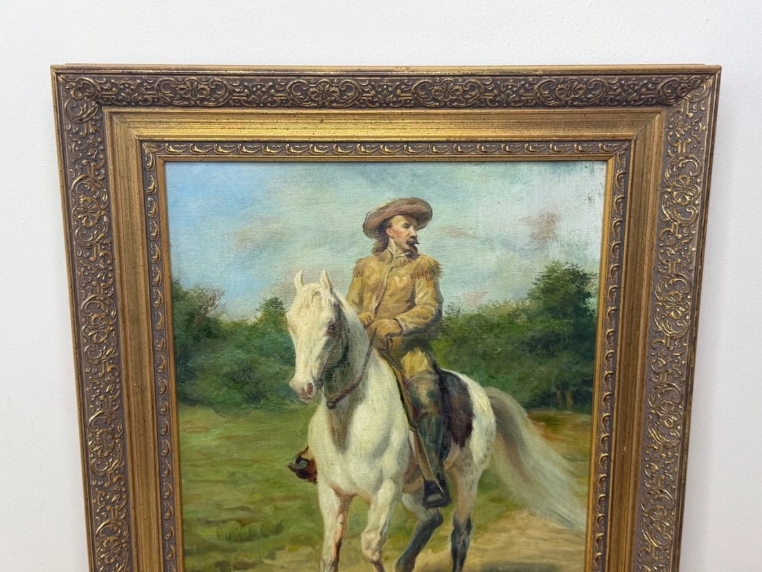 Oil Portrait Of Wild West Buffalo Bill on Grey Horseback After Rosa Bonheur - 17