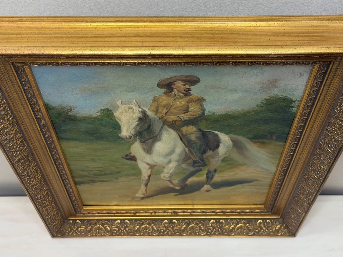 Oil Portrait Of Wild West Buffalo Bill on Grey Horseback After Rosa Bonheur - 19