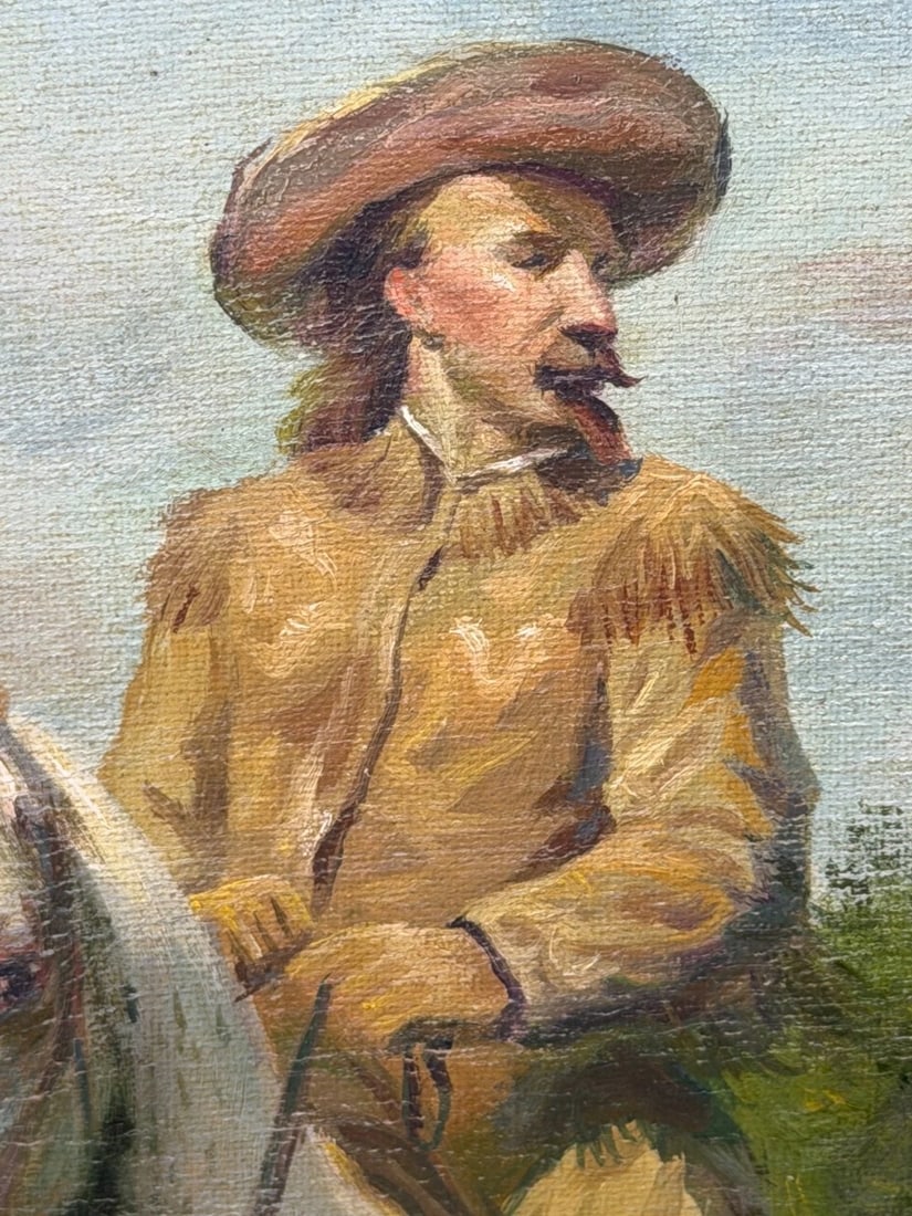Oil Portrait Of Wild West Buffalo Bill on Grey Horseback After Rosa Bonheur - 5
