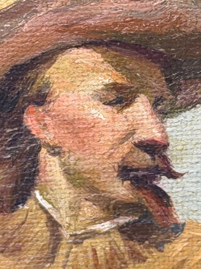 Oil Portrait Of Wild West Buffalo Bill on Grey Horseback After Rosa Bonheur - 7