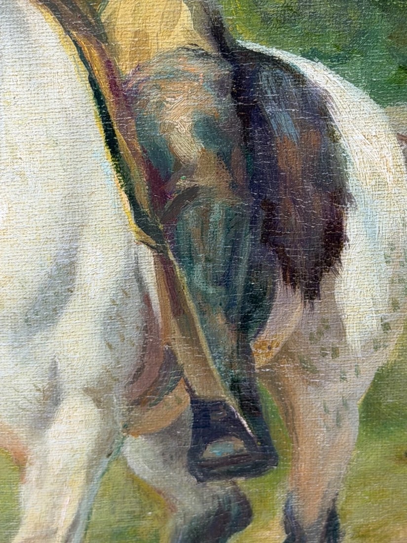 Oil Portrait Of Wild West Buffalo Bill on Grey Horseback After Rosa Bonheur - 9