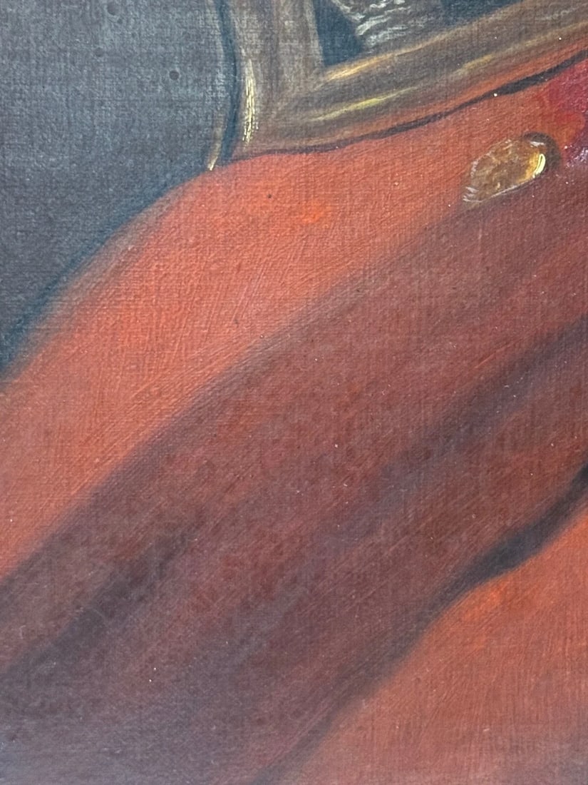 19th Century Military Oil Painting Portrait Red Tunic Coat Victorian Officer - 15