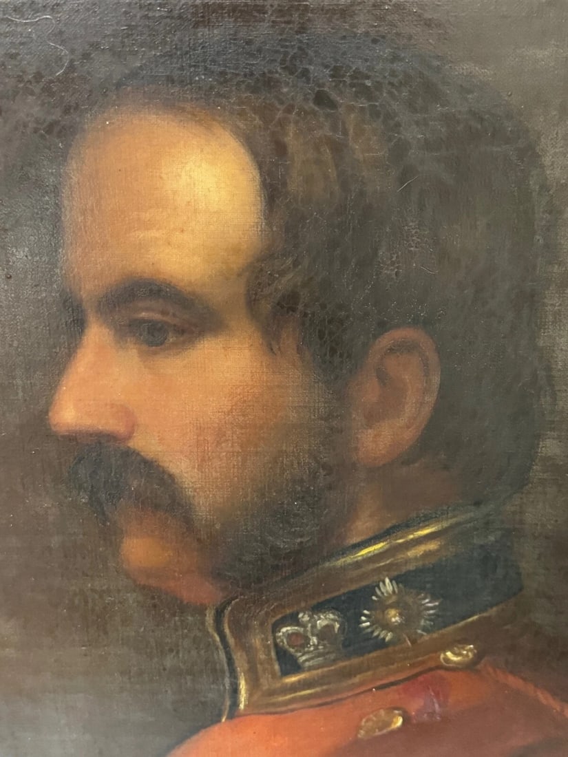 19th Century Military Oil Painting Portrait Red Tunic Coat Victorian Officer - 2
