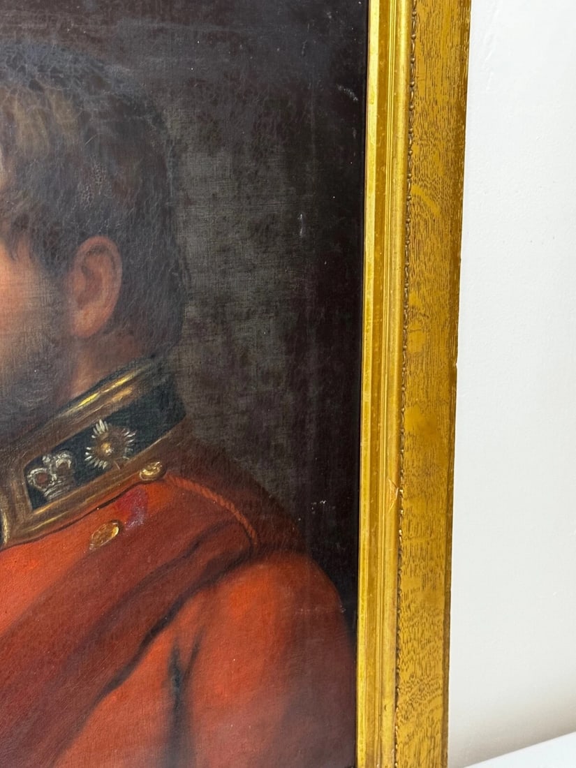 19th Century Military Oil Painting Portrait Red Tunic Coat Victorian Officer - 4