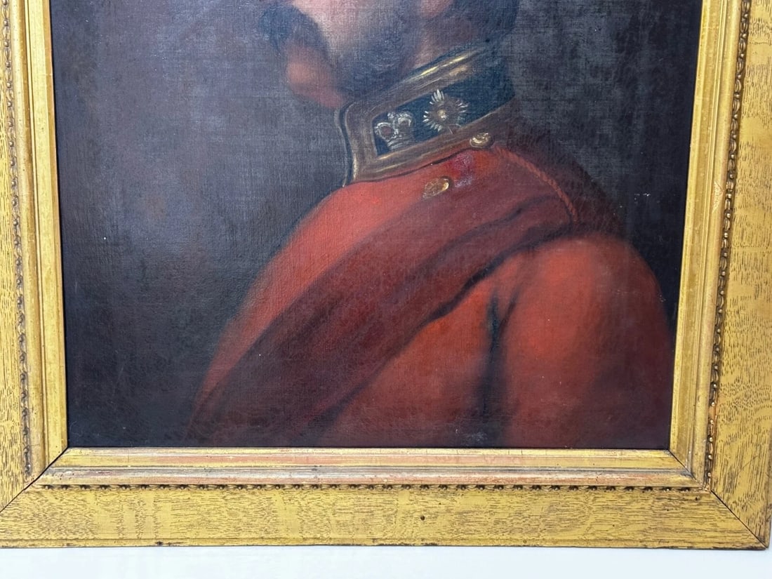 19th Century Military Oil Painting Portrait Red Tunic Coat Victorian Officer - 8
