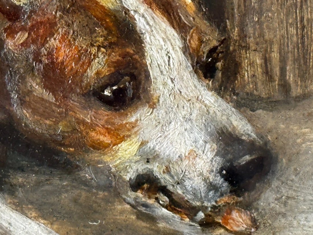 Victorian Hunting Oil Painting Two Jack Russell Terrier Dogs Chasing Rat In Barn - 17