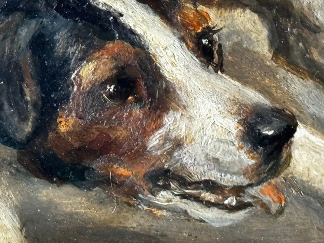 Victorian Hunting Oil Painting Two Jack Russell Terrier Dogs Chasing Rat In Barn - 18