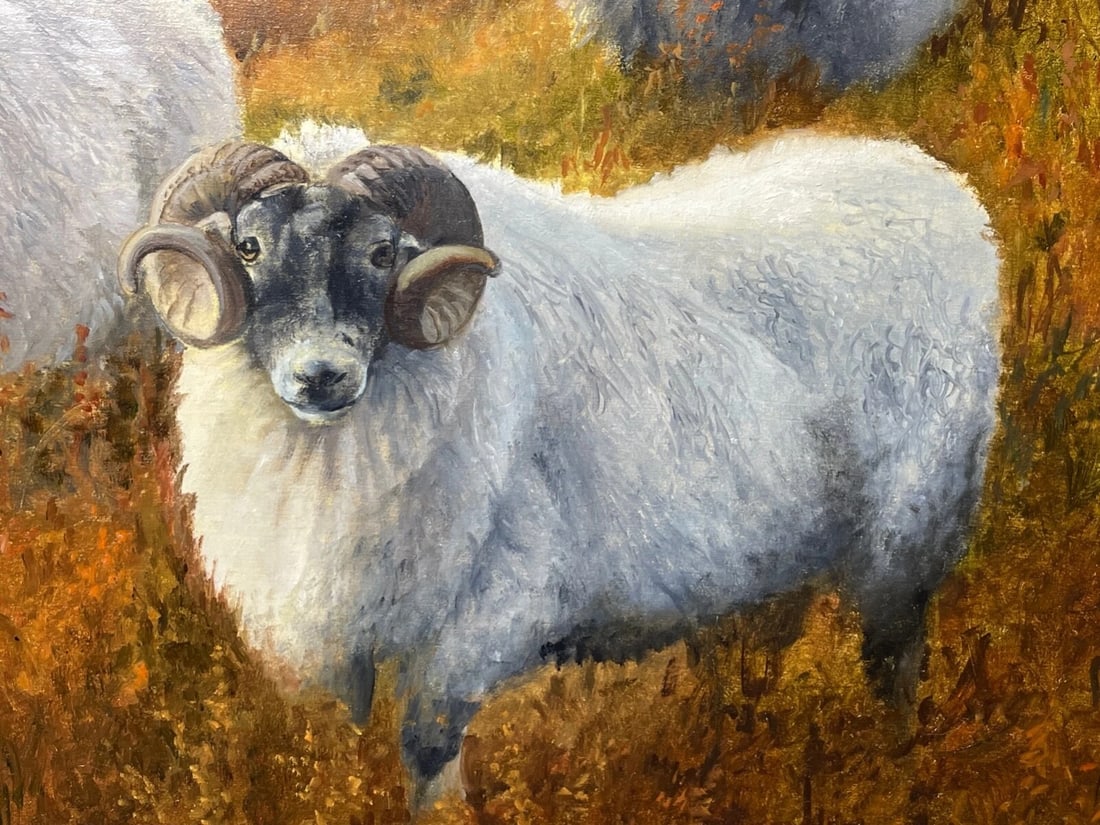 British Oil Painting Sheep In Scottish Highlands Landscape - 10