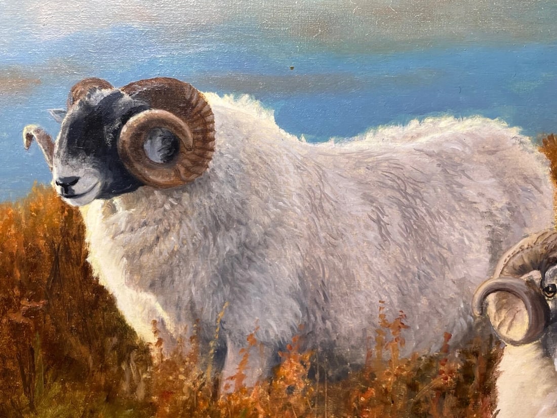 British Oil Painting Sheep In Scottish Highlands Landscape - 11