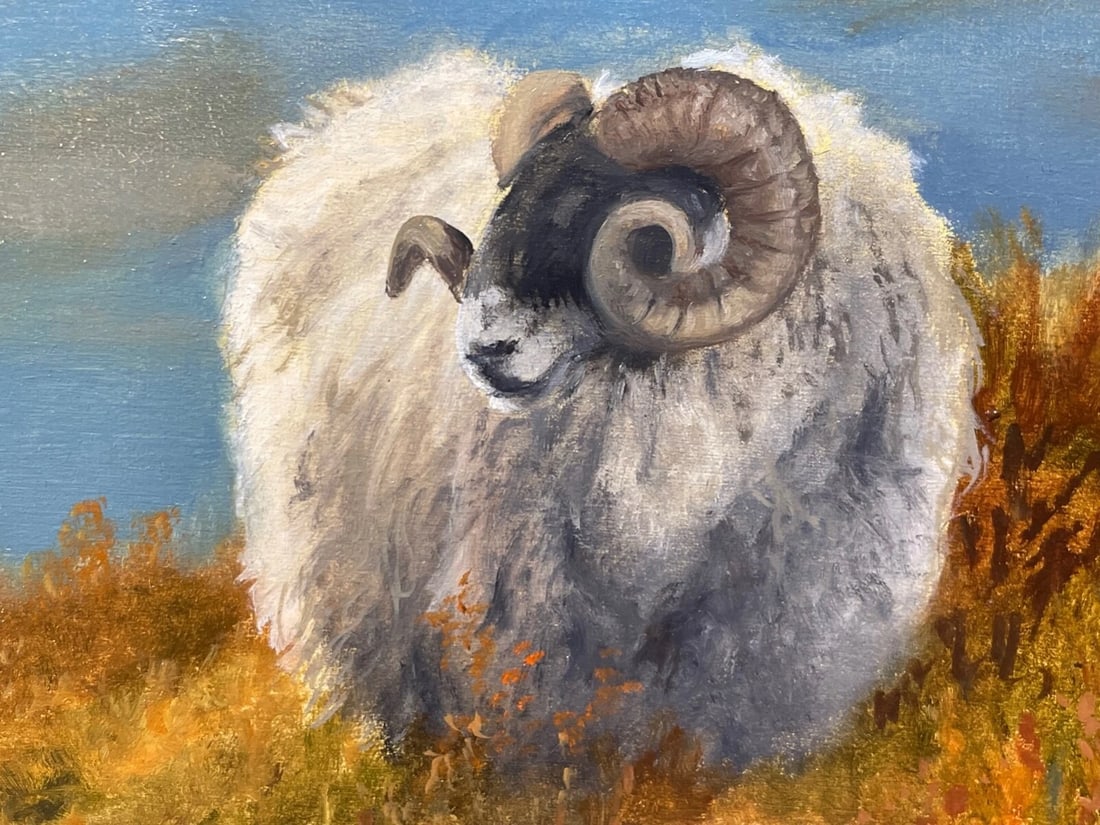 British Oil Painting Sheep In Scottish Highlands Landscape - 12