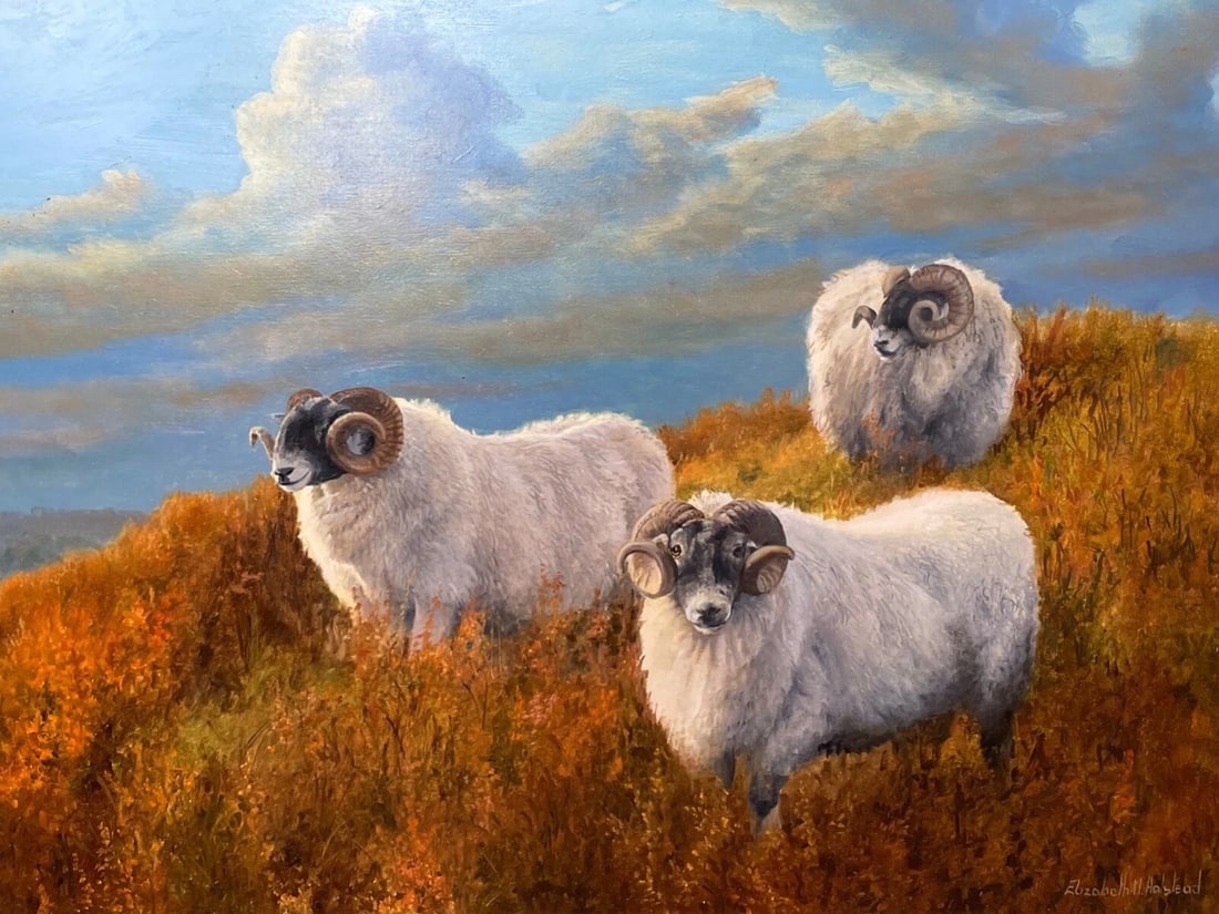 British Oil Painting Sheep In Scottish Highlands Landscape - 2