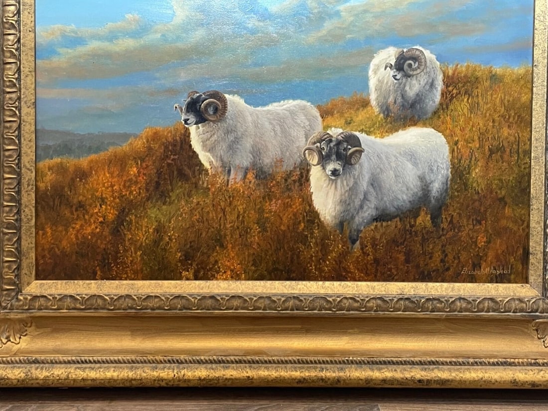 British Oil Painting Sheep In Scottish Highlands Landscape - 6