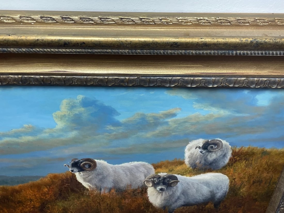 British Oil Painting Sheep In Scottish Highlands Landscape - 7