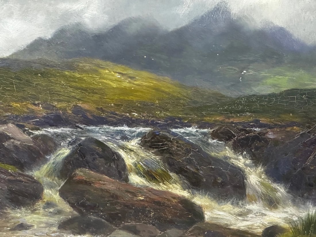 Victorian Oil Painting View The Glen Sligachan Skye Scotland Louis Bosworth Hurt - 2