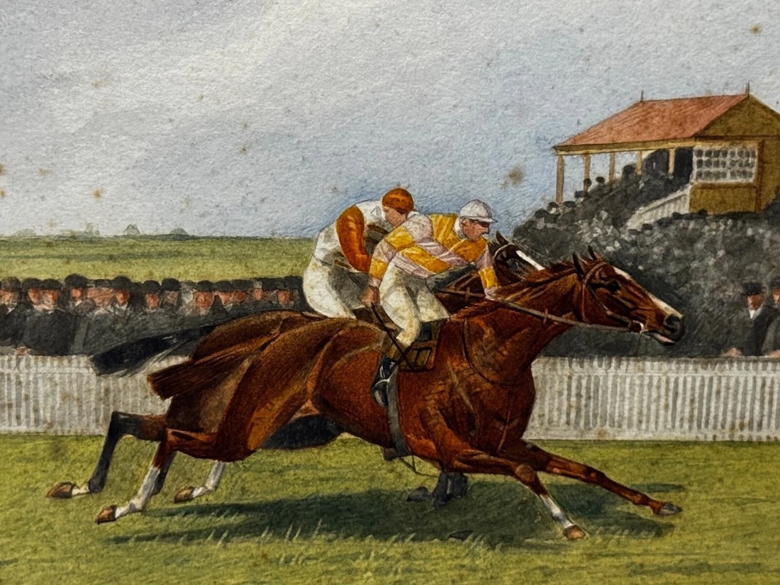 Equestrian Painting 2000 Guineas 1910 Neil Gow Wins at Newmarket By Issac Cullin - 10