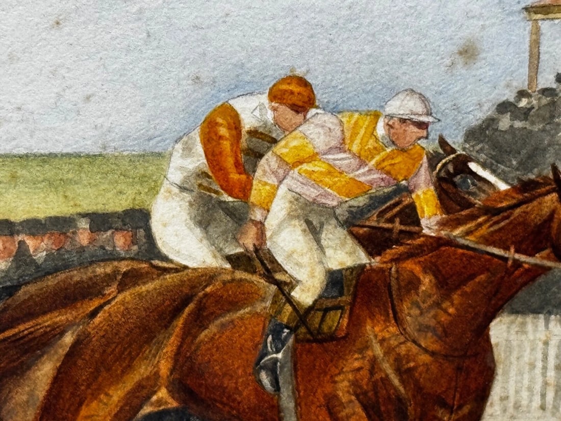 Equestrian Painting 2000 Guineas 1910 Neil Gow Wins at Newmarket By Issac Cullin - 12