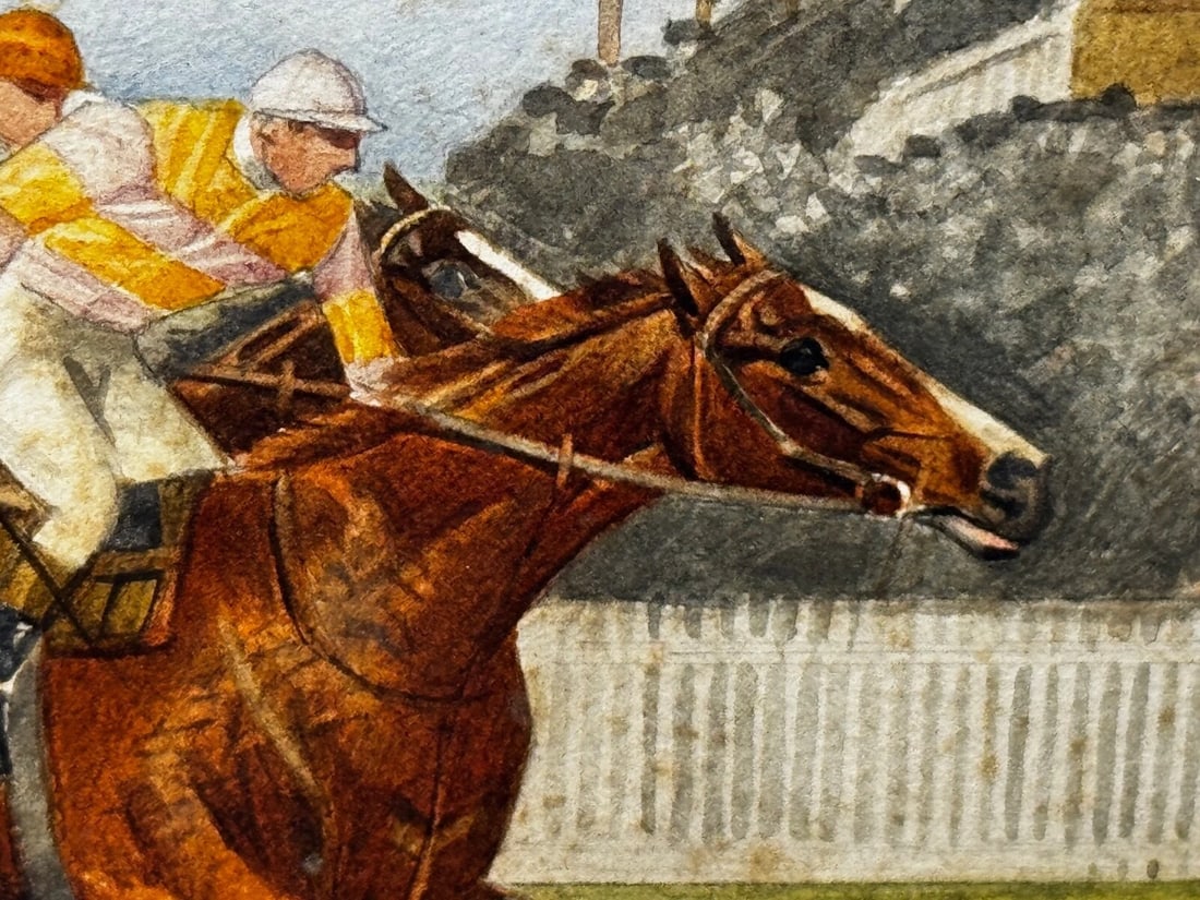 Equestrian Painting 2000 Guineas 1910 Neil Gow Wins at Newmarket By Issac Cullin - 13