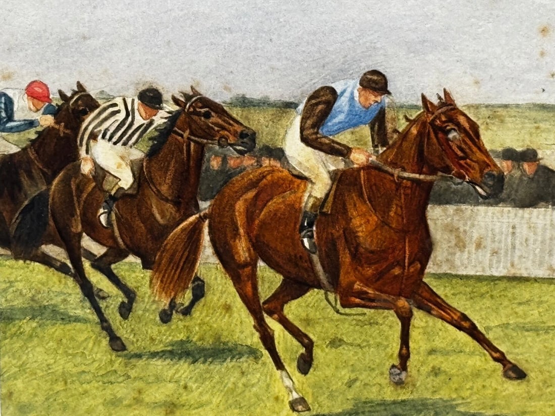 Equestrian Painting 2000 Guineas 1910 Neil Gow Wins at Newmarket By Issac Cullin - 17